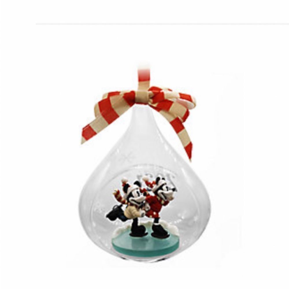 Disney 2021 Mickey and Minnie Mouse Glass Drop Sketchbook Ornament NWT